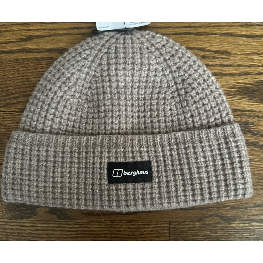 Berghaus U 1997 Wool Beanie Unisex One Size Tan Waffle Knit Gorpcore Warm Winter
